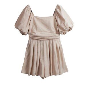 AlvaQ Square Neck Puff Sleeve Mini Romper